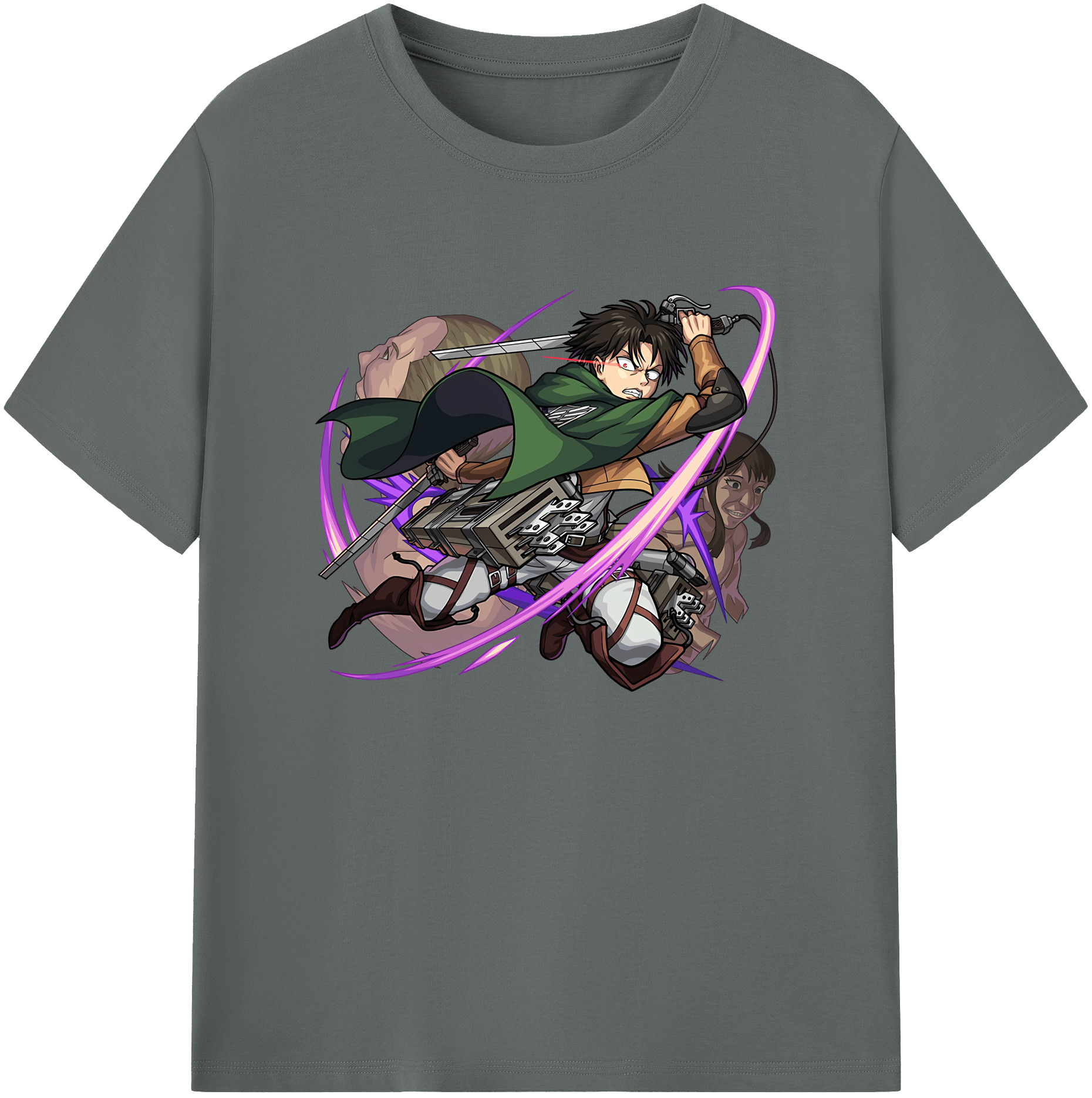 （画像用） 進撃の巨人 リヴァイ·アッカーマン Attack on Titan Levi Ackerman 綿100％ メンズ半袖Tシャツ｜肌触りやわらか＆通気性